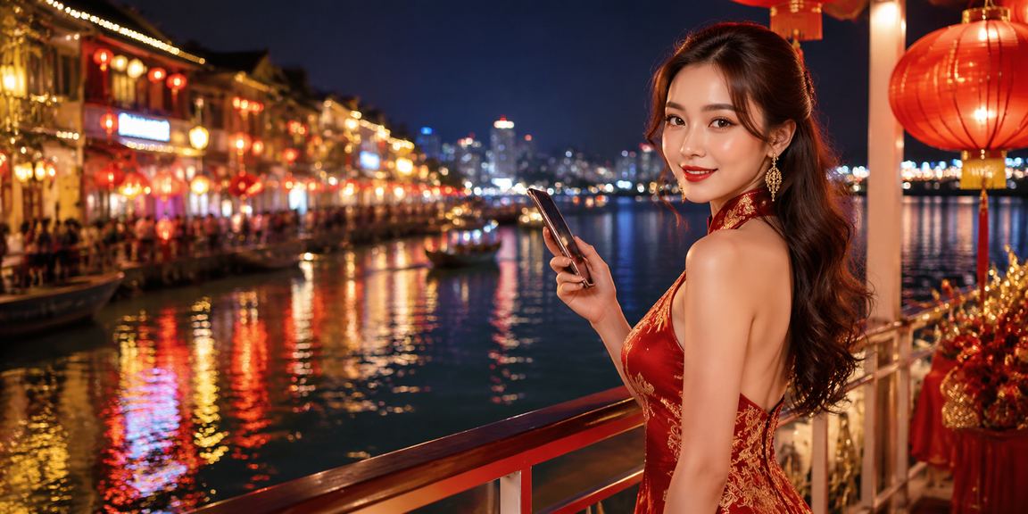 Người dùng Hà Nội nạp tiền và nhận thưởng trên ứng dụng di động dưới ánh đèn lồng truyền thống