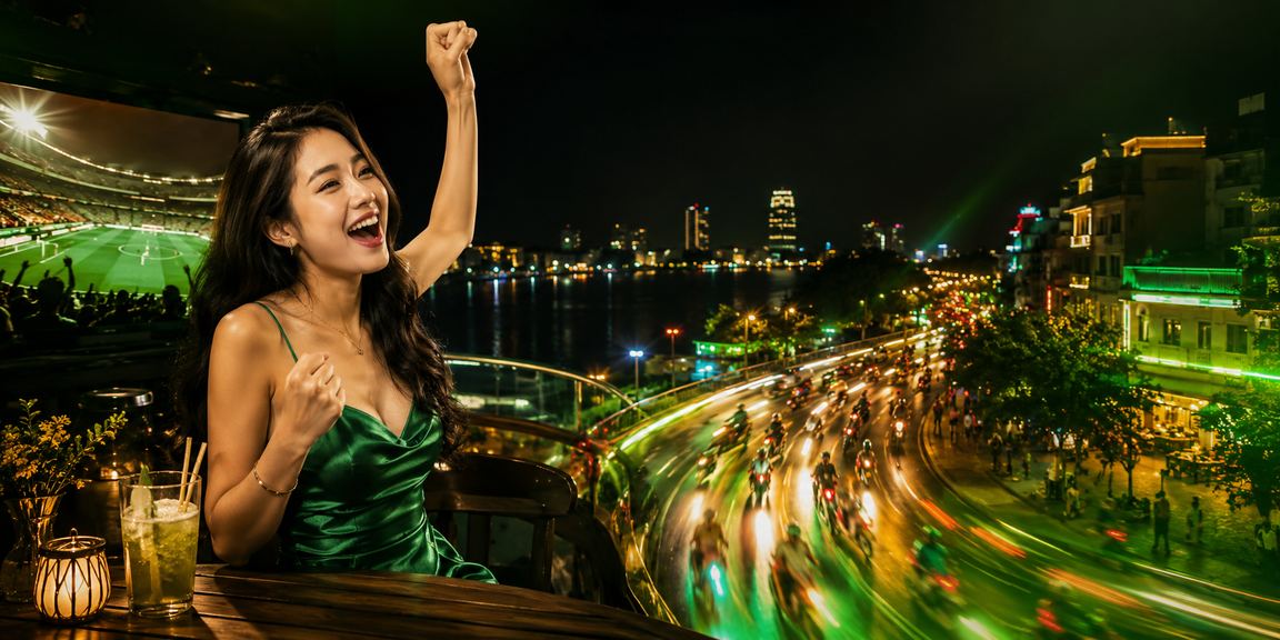 Người đàn ông uống cà phê và xem cá cược thể thao tại Hà Nội