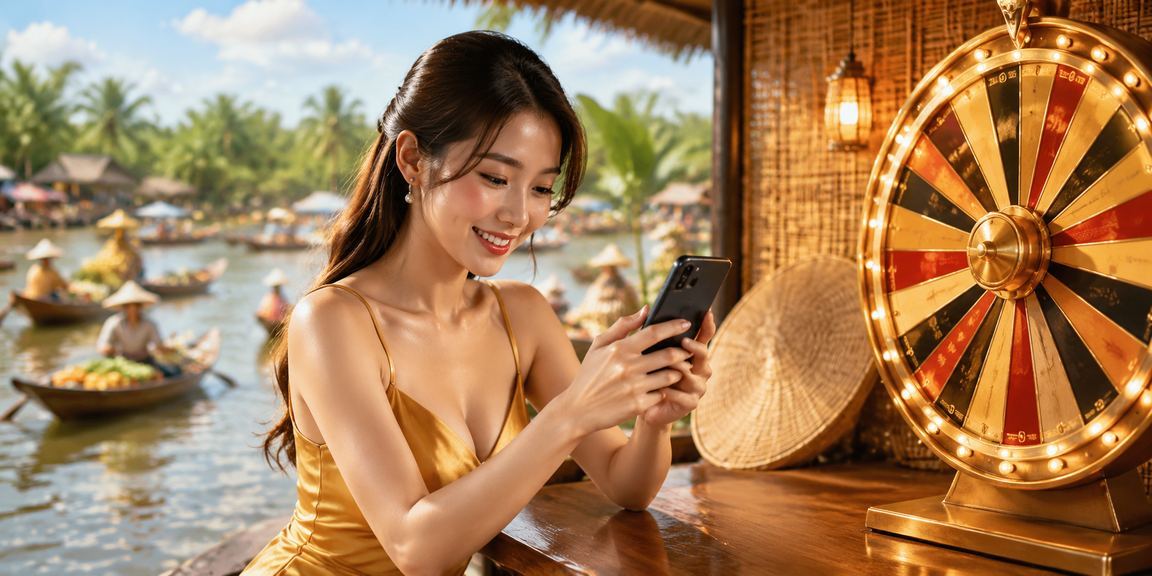 Người chơi tại vùng Mekong đặt cược roulette theo phong cách truyền thống với nón lá